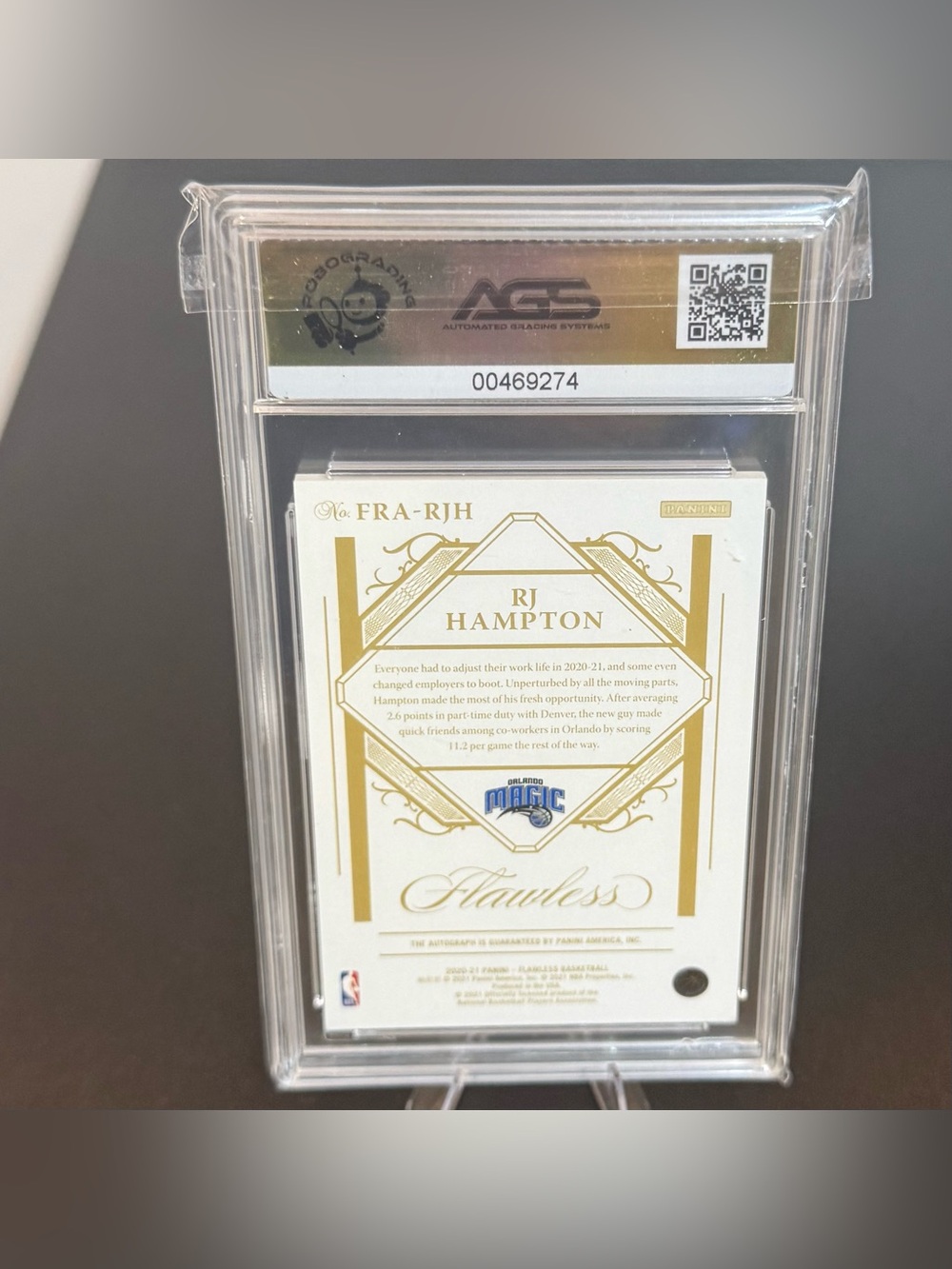 2020-21 Panini Flawless RJ Hampton Rookie Autograph Card-Ruby-AGS-10 # FIN-DOM - Picture 4 of 4